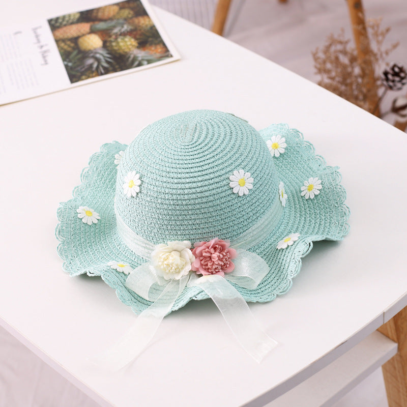 Wholesale Straw Ribbon Flower Sun Visor Set